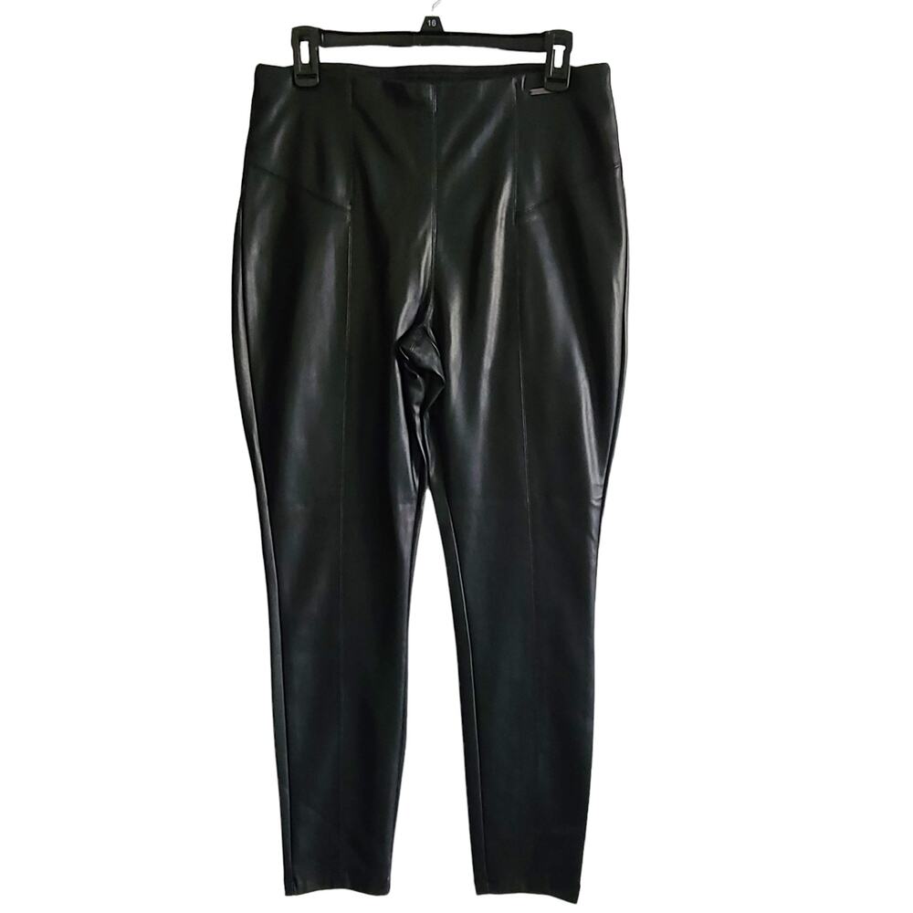 MARC NEW YORK Black Faux Leather High Rise Pull-On Pants M1MPO214 Women's Medium